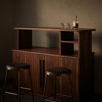 Solid Wood Bar Table Outdoor With Cabinet Patio Poolside, view 5