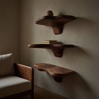 Solid Wood Mushroom Shelf Handcrafted Live Edge Modern, view 5