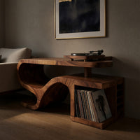 Solid Wood Record Player Stand Minimalist Organic Modern Loft, view 5