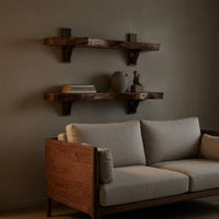 Solid Wood Natural Wood Floating Shelves Mid Century Shelf Holiday Living, view 5