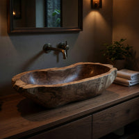 Solid Wood Sink Vanity Mid Century Wash Basin Bathroom, view 5