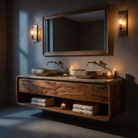 Solid Wood Bathroom Vanity Minimalist Floating Areas, view 5