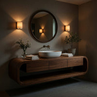 Solid Wood Bathroom Vanity Wall Mounted With Drawers, view 5
