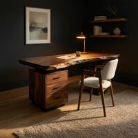 Desk on a Flared Sculpted Pedestal in Solid Walnut, view 5