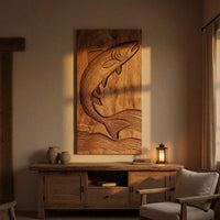 One Board, a Trout Mid-Leap, Carved as a Wall Relief, view 5 — view 5