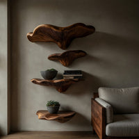 Solid Wood Mushroom Shelf Farmhouse Solid Bedroom Decor Storage, view 5