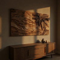 Palm and Dune Diptych, Two-Panel Carved Wood Wall Art, view 5 — view 5