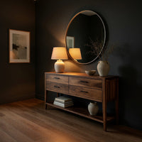 Hand-Fitted Console Table with Four Drawers in Walnut, view 5