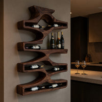 Solid Wood Wine Rack Wall Storage Natural Dining Room, view 5