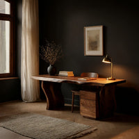 Desk on Twin Wave-Cut Pedestals in Solid Walnut, view 5