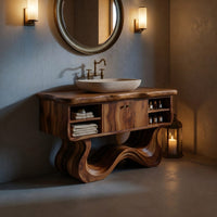 Solid Wood Bathroom Vanity With Open Shelf Spa, view 5