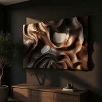 Scorched Walnut Dunes, a Wall Relief With Two Pale Stones, view 5 — view 5