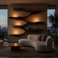 Solid Wood Wall Mounted Shelf Mid Century Living Room Space, view 5