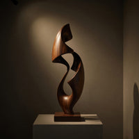 Solid Wood Sculpture Wall Art Rustic Abstract Office, view 5