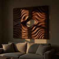 Still Pond Closing Over Stone, Carved Wood Relief, view 5 — view 5