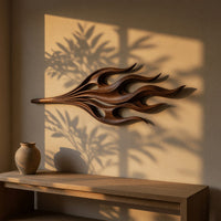 Walnut Drawn Out Into Flame, a Sculptural Wall Art Piece, view 5 — view 5