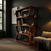 Stacked Offset Bookshelf in Solid Dark Walnut, view 5