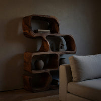 Solid Wood Standing Shelf Artistic Modern Home, view 5