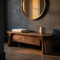 Minimalist Arched Base Bench For Foyer Interior Space, view 5