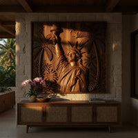 Chisel-Cut Liberty and Palms, Framed Wall Art Panel, view 5 — view 5