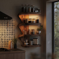 Solid Wood Spice Rack Mid Century Kitchen Decor With Organizer, view 5