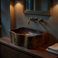 Solid Wood Sink Vanity Handcrafted Wall Mounted Bathroom Artisan Bathroom, view 5