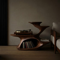 Solid Wood Record Player Stand Handcrafted Live Edge Unique Living Room, view 5