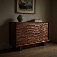 Solid Wood Sideboard Wave Carving Kitchen, view 5