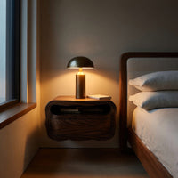 Solid Wood Nightstand Floating With Soft Curves Bedroom, view 5