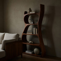 Solid Wood Standing Shelf Elegant Natural Entryway Display, view 5