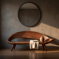 Modern Woven Leaf Shape Bench For Garden Interior Space, view 5