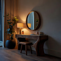 Solid Wood Dressing Table Artistic Handmade Vanity With Drawers Bedroom, view 5