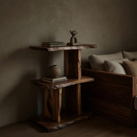 Solid Wood Standing Shelf Handcrafted Live Edge Bedroom Storage, view 5