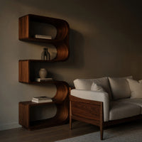 Solid Wood Standing Shelf Minimalist Sunlit Living Room, view 5