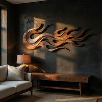 Driftfire Layered Wall Relief in Solid Walnut, view 5 — view 5