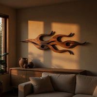 Twin Flame Walnut Wall Art Panel, Slim Silhouette, view 5 — view 5