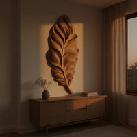 Plumeleaf Feather Wall Sculpture in Carved Wood, view 5 — view 5