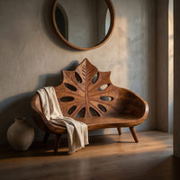 Contemporary Sunburst Leaf Back Bench For Lounge Interior Space, view 5