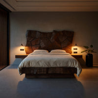 Solid Wood Headboard Geometric Panel King Queen Bed, view 5
