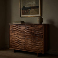 Solid Wood Sideboard With Flowing Wave Doors Living, view 5
