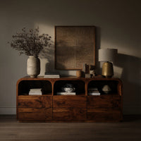 Solid Wood Sideboard With Curved Corners Living Room, view 5