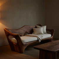 Solid Wood Sofa Artistic With Curved Backrest Home Space, view 5