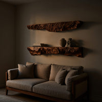 Solid Wood Natural Wood Floating Shelves Artistic Sculptural Shelf Living Room, view 5