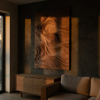 Layered Ridge Lines in Oak, a Carved Wall Panel, view 5 — view 5