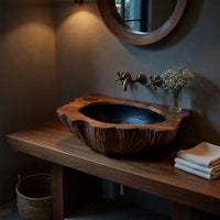 Solid Wood Sink Vanity Mid Century Wall Mounted Bathroom Unique Bathroom, view 5