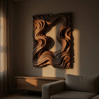 Parted Waves Walnut Wall Art Panel, Deep Relief, view 5 — view 5