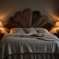 Solid Wood Headboard Boho Flower Petal Bed Queen King Bedroom, view 5