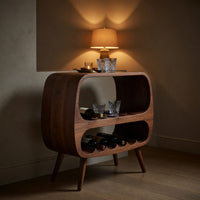 Solid Wood Bar Cabinet Functional Wine Storage With 2 Tiers Corner, view 5