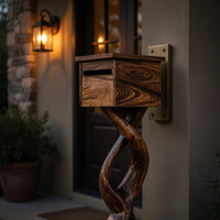 Solid Wood Mailbox Post Farmhouse Solid Sculpture Garden, view 5