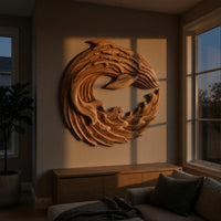 Curled Swell Wave Wall Sculpture in Solid Walnut, view 5 — view 5